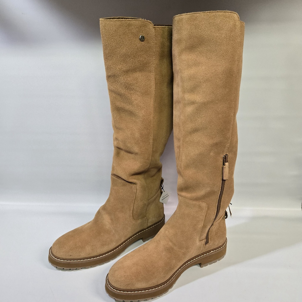 Cole Haan Greenwich Waterproof Tall Knee High Suede Riding Boots 10 Honey NIB